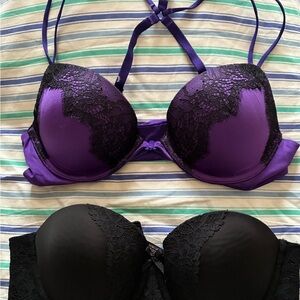 Victoria's Secret Purple and Black Lace Push-Up Bra